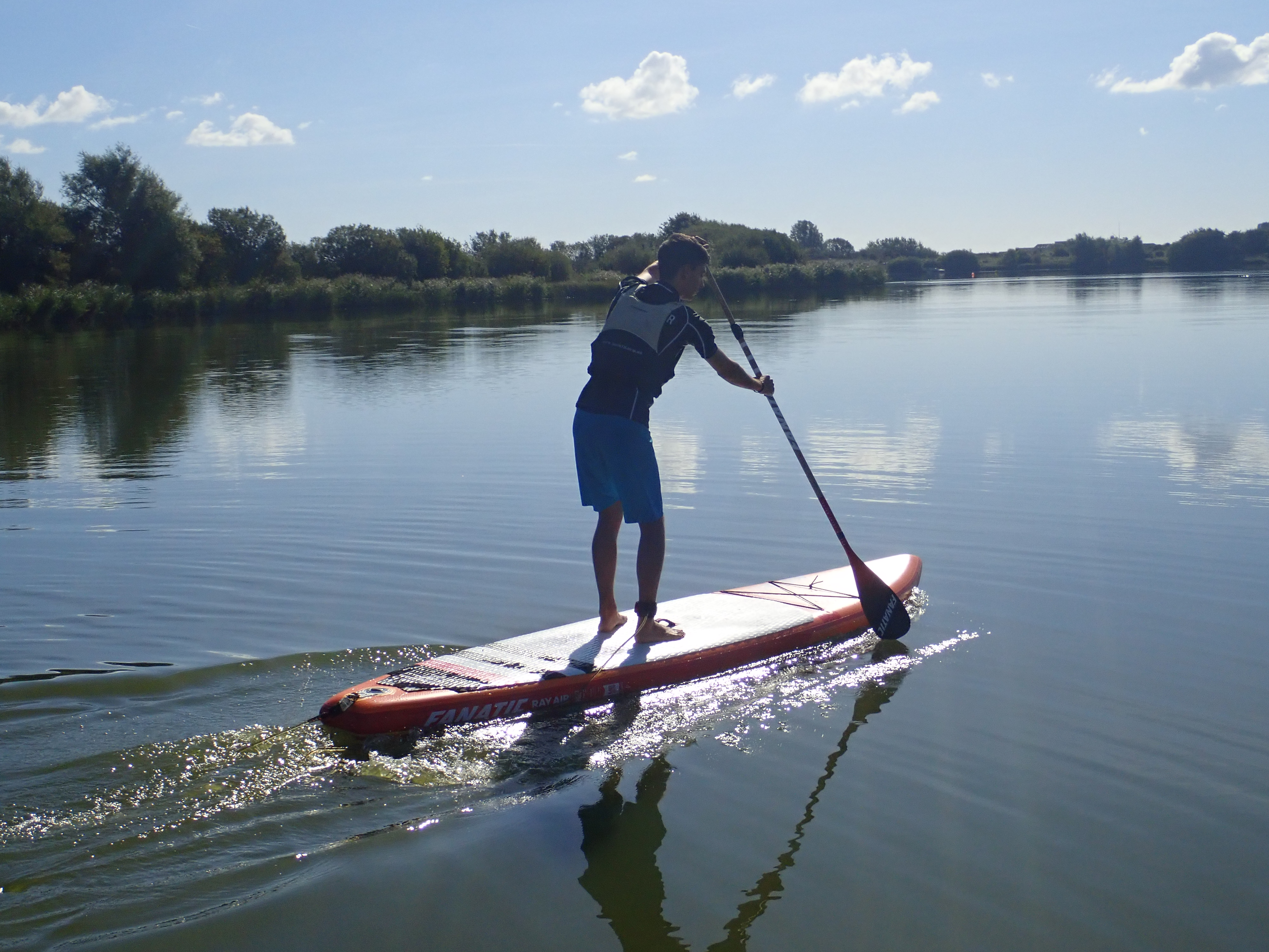 stand up paddle boarding on calm waters at rye watersports