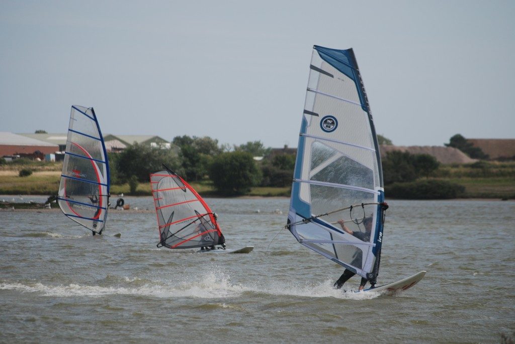 windsurfers day launch on the lake