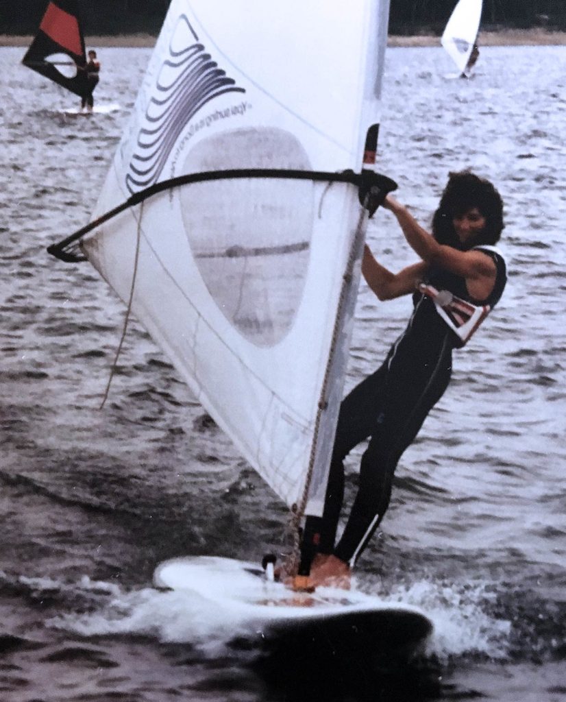 the owner windsurfing in 1982