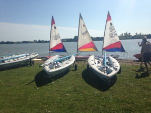 4 Sailing boats. 3 with sails up